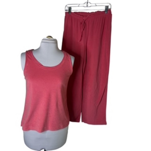 Jockey 2pc Set Tank and Elastic/Drawstring Waist Capri Coral Loungewear Size M - Picture 2 of 10